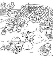 coloriage diddl et ses amis jouant au foot